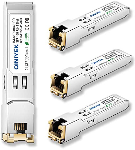 4Pack 10G/5G/2.5G/1.25G SFP+ RJ45 10Gb Ethernet Copper Modulo - 10GBase-T Mini Gbic Transceiver Compatibile per Cisco SFP-10G-T-S, Ubiquiti UF-RJ45-10G, Netgear, Mikrotik S+RJ10, TP-Link e Altro, 30m