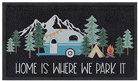 comfoyar Zerbino per Camper, Zerbini per Ingresso Esterno con Home Is Where We Park It, Facile da Pulire Tappeto con Antiscivolo Supporto in Gomma, Zerbino Interno per Van Decorazione Casa 40 X 60 cm