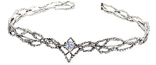 Krone mit Kristallen, Haarreifen, Brautkrone, Stirnreifen für Prinzessin oder Königin, für Geburtstag, Hochzeit, Halloween, Kostüm-Party (Silber mit AB Stein)