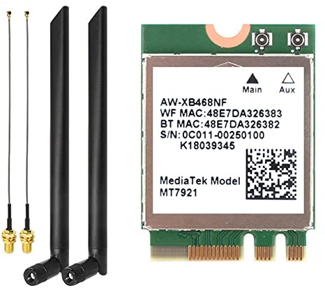 Yklhsocneg MT7921 WIFI6 2.4G 5G Gigabit Carte Réseau Ordinateur De Bureau Ordinateur Portable Intégré Sans Carte Réseau Avec Antenne Externe