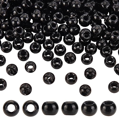 OLYCRAFT 200 Stück 8x6 mm Schwarze Glasperlen Mit 3.5 mm Großem Loch Rondelle Runde Glasperlen Schwarze Lose Perlen Schwarze Kristall Abstandsperlen Für Armbänder Halsketten Schmuckherstellung