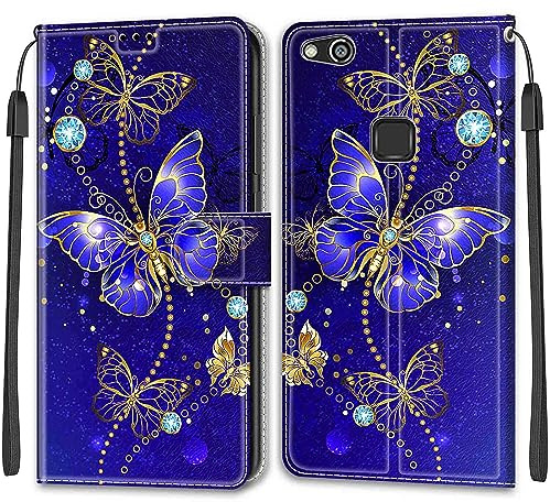 Handyhülle für Huawei P10 Lite - Klapphülle mit Standfunktion und Kartenfach, Kunstleder Handytasche