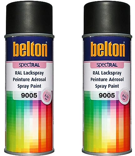belton spectRAL Lackspray RAL 9005 tiefschwarz, matt, 400 ml - Profi-Qualität (Packung mit 2)