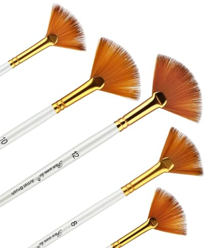 Fächerpinsel Set - Abeillo 5 Stück Künstlerpinsel, Acrylfarben Pinselset, Fächerpinsel Aquarell, Pinsel für Acrylfarben, Ölgemälde, Gouache und Landschaftsmalerei zum Füllen und Mischen für Anfänger