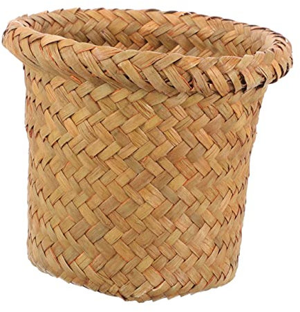 cestino della spazzatura piantatrice di cesto della biancheria intrecciato pattumiera vaso per piante cestino portaoggetti in vimini bidoni della spazzatura intrecciati