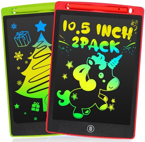 LCD Schreibtafel Spielzeug für Kinder 10.5 Zoll, 2-Pack Maltafel Bunte Kritzeleien, Geschenke für 3-8 Jährige Mädchen Jungen(Rot Grün)