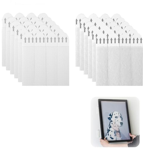 24 pares (48 tiras) tiras grandes para colgar cuadros, tiras de montaje de fotos resistentes, cinta de gancho de repuesto grande, marco resistente al agua, tiras adhesivas para colgar en la pared sin