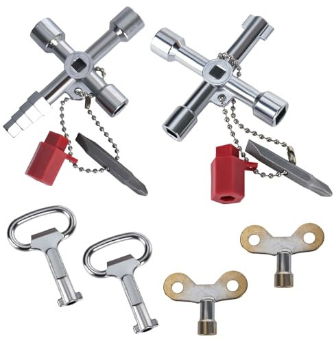 6 chiavi universali per rubinetto, chiavi a croce triangolari per pali di intercettazione, chiavi a croce a 4 vie, utilizzate per contatori elettrici, contatori d'acqua, radiatori