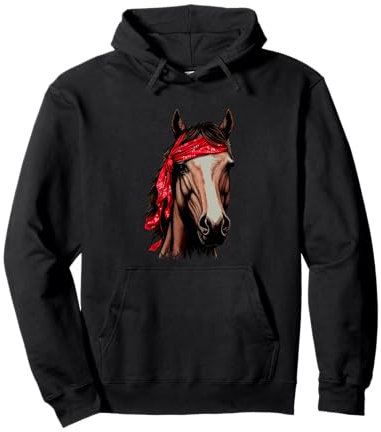 Westernpferd mit rotem Bandana-Stil Pullover Hoodie