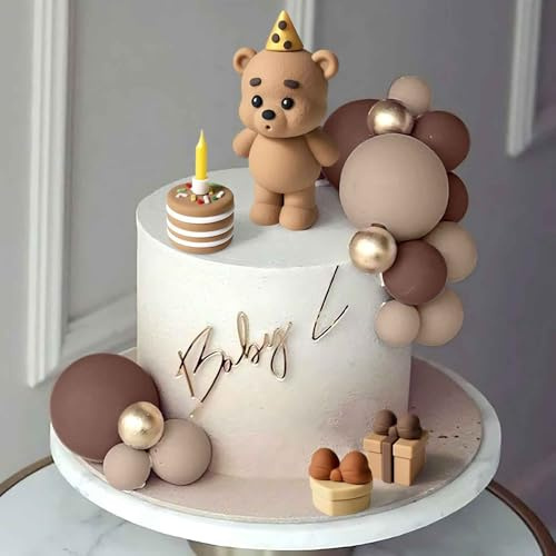 Roaring Good Time Teddybär Tortendeko Taufe Junge tortendeko Mädchen 1 Jahr Braun Tortendeko Teddybär Kuchen Dekoration für Geburtstag Party Hochzeit BabyShower (Enthält keine Kerzen)
