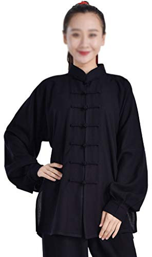 MOKLYF Unisex Damen Kung Fu Tai Chi Uniform Kampfsportbekleidung Zen Meditation Kleidung(Blau1-Mittel-Groß