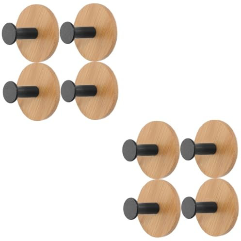 OSALADI 8pcs Stainless Steel Bamboo Towel Hooks Removable Wall Hooks Adhesive Coat Hanger