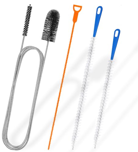 Gomeer 4 PCS Drain Unblocker Cleaner Tool Brushs,Double Ended Nylon Pipe Cleaner Brush,Hair Clog Remover,Sink Unblocker Drain Brush for Bathroom Shower Kitchen Plug Hole and Outside Clog Clearer