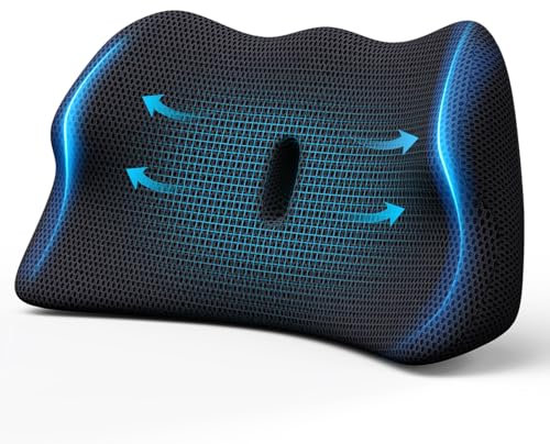 Benazcap Lumbar Support Cushion for Lower and Middle Back, Memory Foam Back Support Cushion for Car, Office Chair,Wheelchair, Car Seat Back Support for Driving, Black