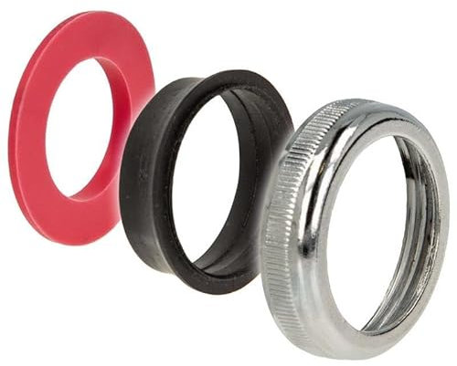 tecuro Dado zigrinato, set completo, con dado zigrinato, guarnizione a cuneo e guarnizione piatta, per sifoni da 1 1/4 pollici