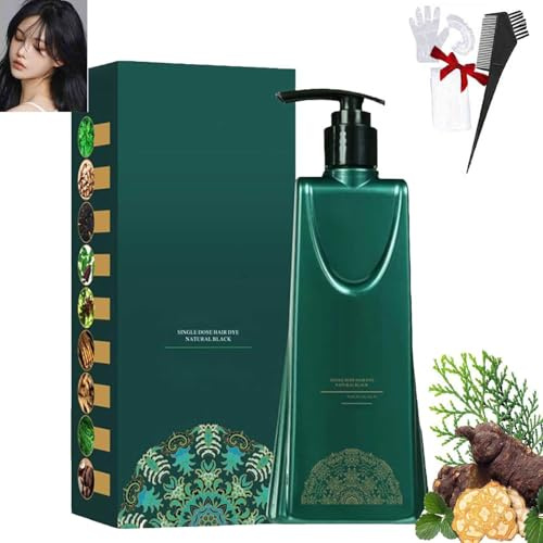 Set De Tintes Para El Cabello De FóRmula Suave Y Larga DuracióN, Crema Colorante Para El Cabello A Base De Plantas,Cobertura De Canas,Con Champú Natural Nutritivo (Negro natural, Talla)