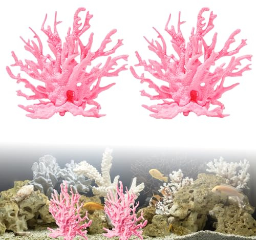ASOFTY Aquarium Deko Künstliche Korallen, Kunststoff Korallen, Wasserpflanze Dekoration, Korallenbaum Aquarium Ornamente für Landschaft Unterwasser (Rose)