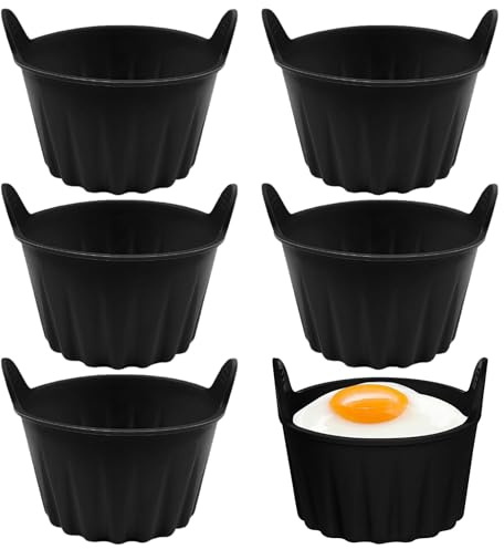 Zuuyye Silikon-Muffinform für Heißluftfritteuse - 6er Set Schwarze Muffinförmchen, Wiederverwendbare Silikonform für Muffins und Eier, backofenfest für Heißluftfritteuse und Ofen