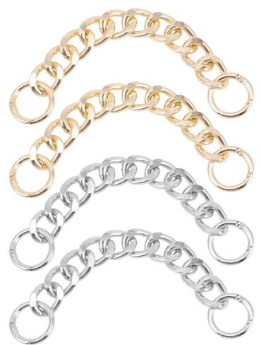 Milisten Shoe Charm Chains 4Pcs Gold and Silver Diy Removable Shoe Chain Accessories for Clogs Slippers and Sandals Decorative Jewellery for Daily Wear Work School and Parties