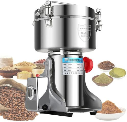 Commercial Electric Grain Mill Grinder for Spices, Flour, and Herbs - High-Speed Stainless Steel Dry Grinding Machine