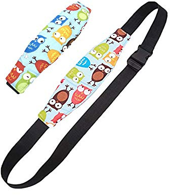 G-Tree im 2er-Pack Kleinkind Auto Sitzansatz- Relief und Kopfpolster, Kissen-Support-Hauptband einfache Montage auf die meisten Cabrio-Sitze und Sicherheit für Babys und Kinder (blau, Eulen)