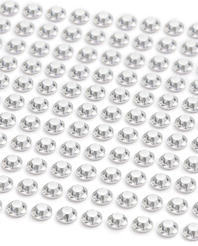 MOVOJA Silberne Glitzersteine Selbstklebend - 147 Stk 10 mm | Klebesteine Zum Basteln Glitzersteine Silber Kristall Edelstein Aufkleber Fliesen Selbstklebende Strasssteine Glitzer