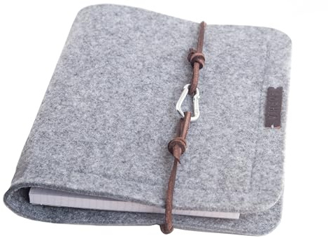 personalisierter Ringordner A5 grau Filz, Ordner für Büro, Schule, Studium, Geschenk für Abschied oder Einstieg Lehrerin, Kollegin, Erzieherin