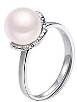 VIKI LYNN Bague Femme Argent Fin 925 Bague Perle de Culture 8-9 mm Réglable Bague Ouverte de Fiançailles Mariage Promesse Alliance Anniversaire Saint Valentin Fête des Mères