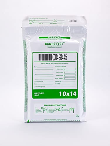 Cashier Depot Manipulationssichere Pfandbeutel, 25,4 x 35,6 cm, weiß, serialisierte Nummerierung, Barcode, Press & Seal Void Verschlussband (100 Beutel)