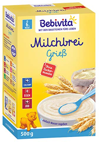 Bebivita Milchbrei Grieß ohne Zuckerzusatz, 4er Pack (4 x 500g)