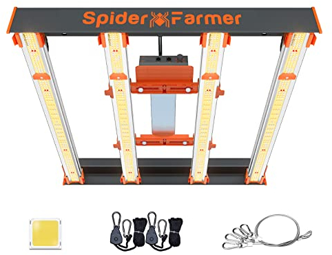 Spider Farmer SE3000 LED Grow Lampe Samsung 301H EVO Dioden 90x90CM Abdeckung 300W LED Pflanzenlampe Vollspektrum Grow Light Dimmbare Daisy Chain Wachstumslampe für Gemüse Blume 2,85 umol/J