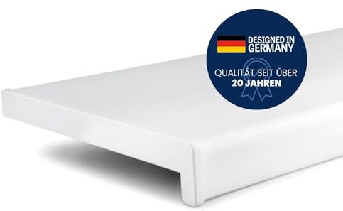 TJ Fensterbank Innen I 25 cm x 60 cm I weiß I hochwertige PVC Fensterbank mit Seitenabschluss I Fensterbrett kratzfest & feuchtigkeitsundurchlässig I pflegeleichter & langlebiger Fenstersims für Innen