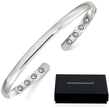 Bracelets Magnétiques Finish argent,en Cuivre 99,99% 3500 Gauss avec 8 Aimants Bracelet Aimanté en Cuivre Réglable Bracelet Massif pour mari petit ami anniversaire jour des pères cadeau
