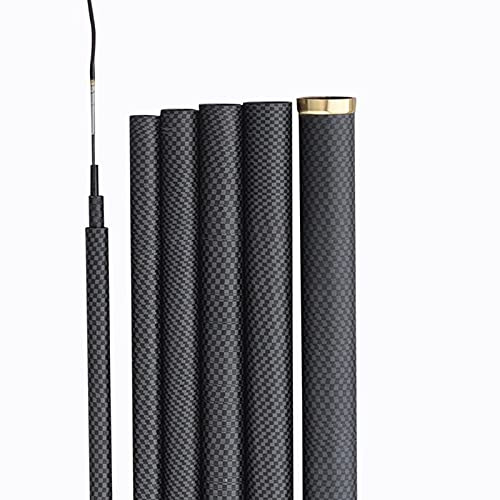 LUOSHUAI Stipprute Hochwertige Kohlefaser-Teleskop-Angelruten Power-Hand-Pole 2. 7M-10M Ultraleichte Harte Süßwasserkarpfenströmungsstab Angelrute (Color : Black, Length : 8m)
