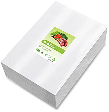 Gokilife Vakuumierbeutel - 100 Beutel 20x30cm Reißfest ca. 450µm, Vakuumierfolie für alle Vakuumierer & Lebensmittel Vakuumiergerät, Profi Folienbeutel BPA-frei, Kochfest und Sous Vide Gefrierbeutel