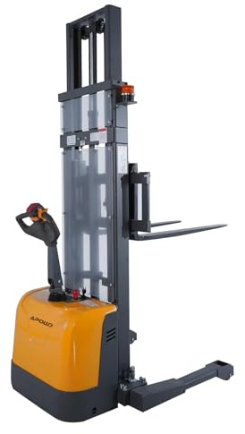 APOLLOLIFT Full Electric Stacker, 3300 lbs Capacity 118 Lift Height Powered Walkie Forklift Stackers with Straddle Legs, Power Drive and Lift Material Lift with Adjustable Forks
