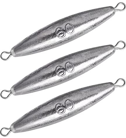 THKFISH Angelblei Set Inline-Schlepp Angelgewichte Olivenblei Doppelringplatinen Salzwasser Süßwasser 2oz(60g)-10Stück