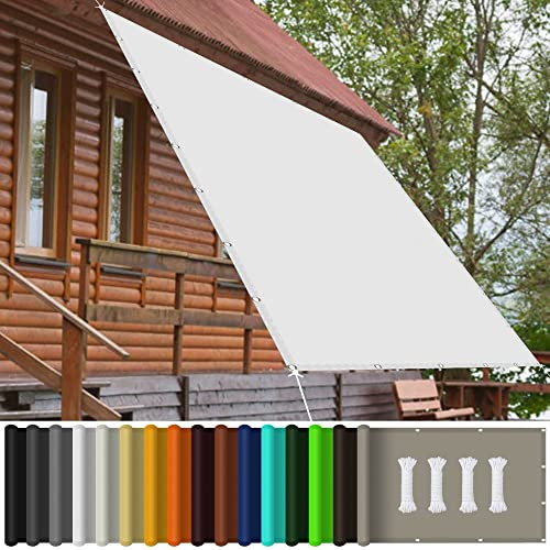 Voile D‘ombrage Rectangulaire 6.5 x 10 m Imperméable Filet D'Ombrage Protection des Rayons UV à 98% avec Corde pour Patio Jardin Terrasse Extérieur, Blanc