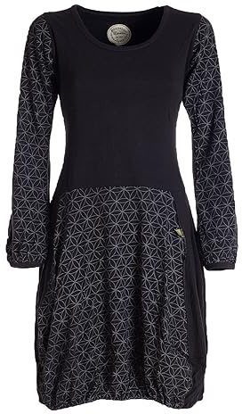 Vishes - Alternative Bekleidung - Langarm Damen-Keid Ballon-Kleid Shirt-Kleid kurz Loose fit schwarz 38
