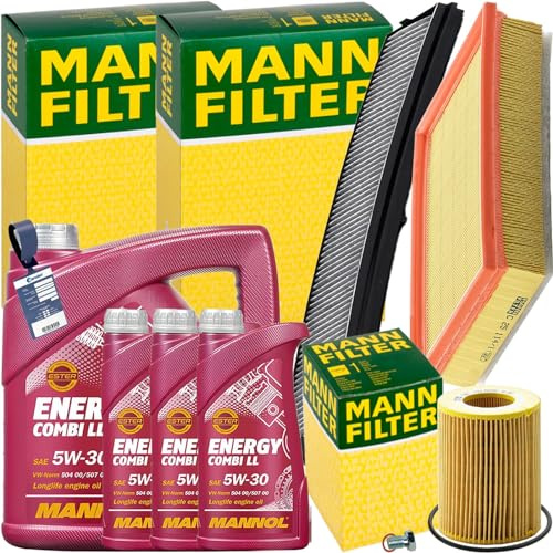 Mann Inspektionspaket+8L Mannol 5W-30 Öl | C25114/1 (LX551)+CUK6724+HU925/4X+768.920.011+MN18 passend für X3 E83 3er E46 320-30i