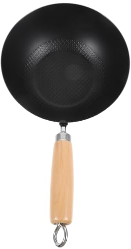 TOPBATHY Japanese Mini Cast Iron Wok 20cm Single-person Cooking Pan Flat Bottom Stove-compatible Kitchen Frying Pan with Random Pattern, Non-coated for Home Use