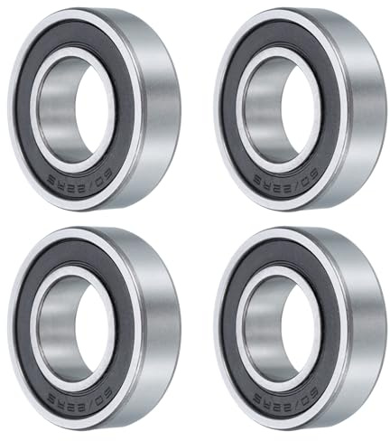 QUARKZMAN 4 Stück 60/22-2RS Rillenkugellager, 22mm x 44mm x 12mm Hochkohlenstoff-Chromstahl Z3 Doppelt gummierte abgedichtete Lager (ABEC3)