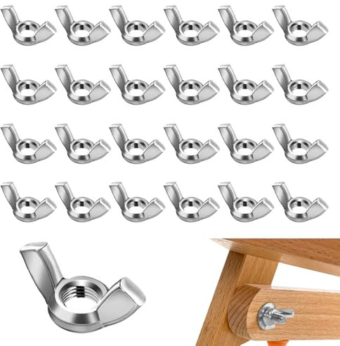 25 Pezzi Dadi ad Alette M8, Dado a Farfalla, Viti a Testa Zigrinata in Acciaio Inox per Fissaggio Fai da Te, Fasteners Hardware