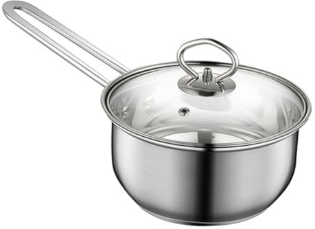 CIYODO Milchtopf Hitzebeständig mit Glasdeckel Suppentopf für Brei Suppe Nudeln Gemüse Haushaltskochtopf für Induktion Vielseitig Einsetzbar