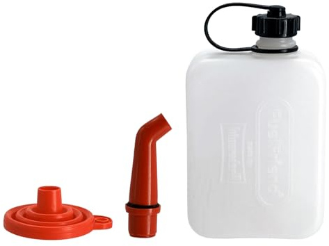 FuelFriend® CLEAR 0,5 Liter mit faltbarem Silikontrichter und Ausgiesser. Reservekanister für Motorräder, Roller, uvm.