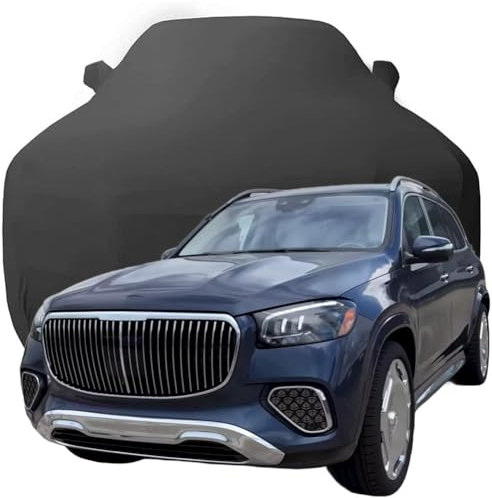 YMYQF Auto Abdeckung für Mercedes-Maybach GLS 600 2024 2025, Indoor Schutz Elastisch Atmungsaktiv Staubschutz Weich Stretch Stoff Autoabdeckung,Black