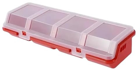 RVIFY cassetta degli attrezzi Scatola portaoggetti per parti Scatola portaoggetti in plastica per viti con scomparto Contenitore per parti di utensili Contenitore con coperchio(Red)