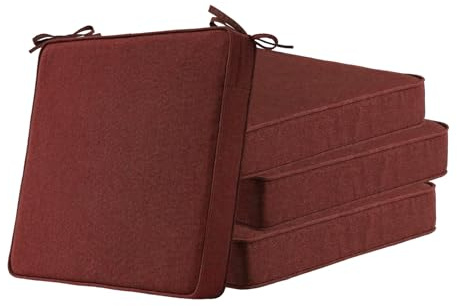Unimatta Sunbrella Square Corner Seat Cushions, 18.5 x 16 x 3, Set of 4, Indoor Outdoor Water Repellent Universal Chair Pads with Ties for Patio Furniture, Garden Dining Chairs, Spectrum Brick