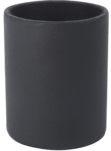 CALFOVERA Multifunktionaler Stiftehalter Aus PU Leder Schwarzer Stiftebecher Aus Leder Runder Schreibwarenbehälter Luxuriöser Glitzer Bling Make Up Pinsel Aufbewahrungsbox Schreibtisch Organizer