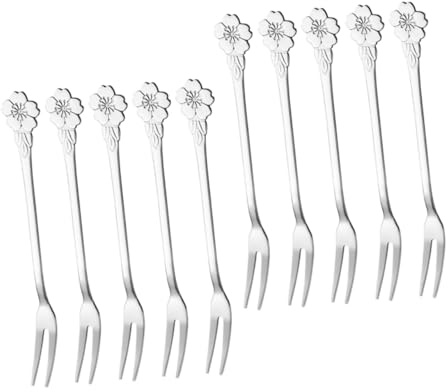 HOLIDYOYO Fourchettes à Dessert En Acier Inoxydable 10 Pcs, Fourches Portatives Petites Deux Dents, Accessoires La Cuisine Inox Pour Fruits, Gâteaux, Apéritifs, Buffet, Fêtes